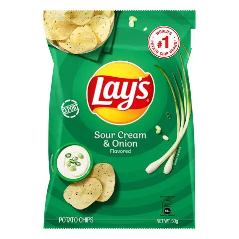LAYS CREAM AND ONION FLAVOUR 50GM